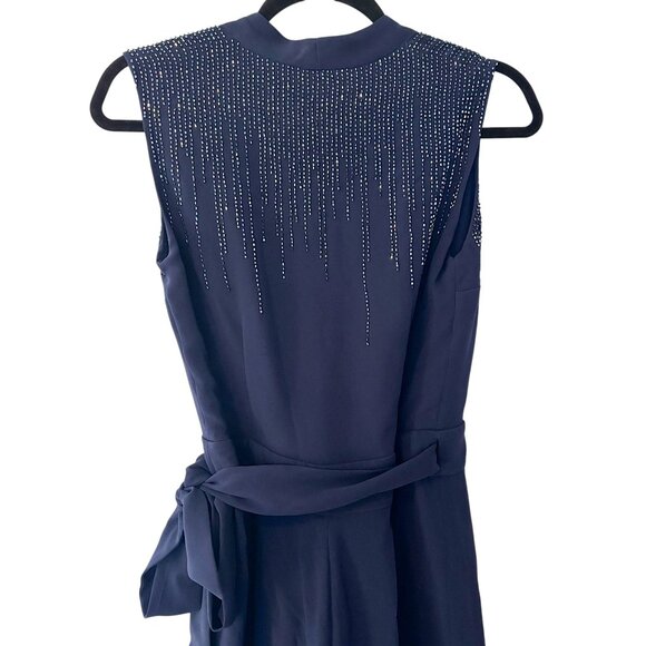 NWT Diane Von Furstenberg 0 ‘Margot’ Beaded Sleeveless Wide Leg Wrap Jumpsuit - Picture 6 of 8